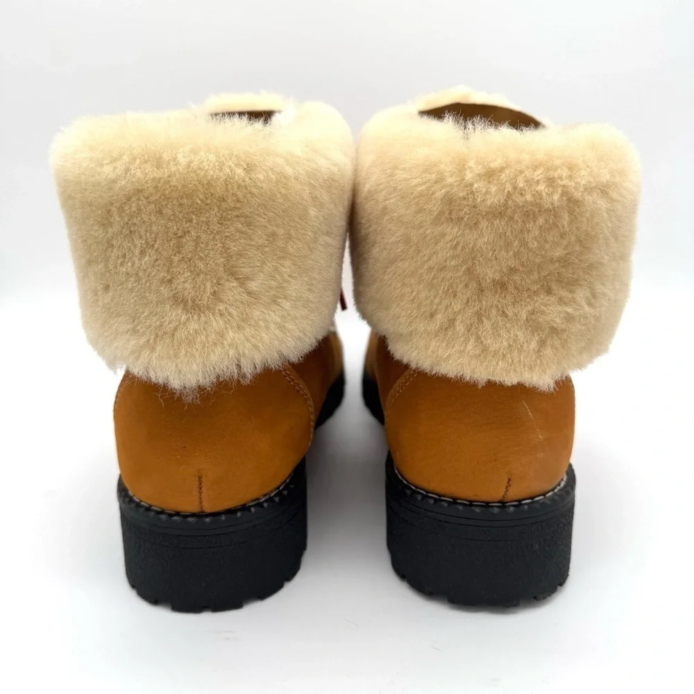 J.Crew Nordic Shearling Hiking Boots with Red laces Women’s Size 11